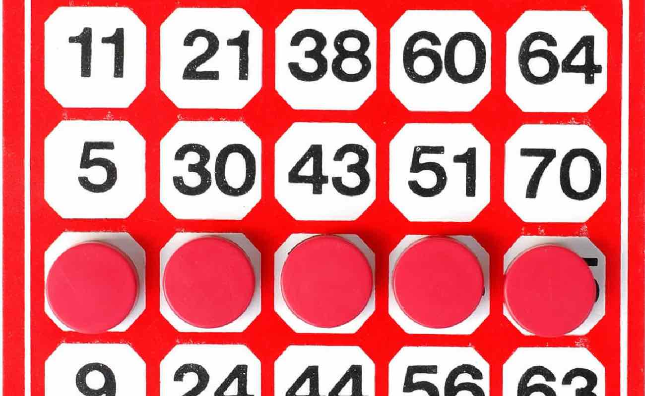 A horizontal one-line win on a bingo card. 